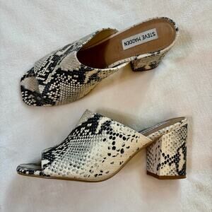 Steve Madden Socialize Snakeskin Slip On Mule Heeled Sandal 8.5